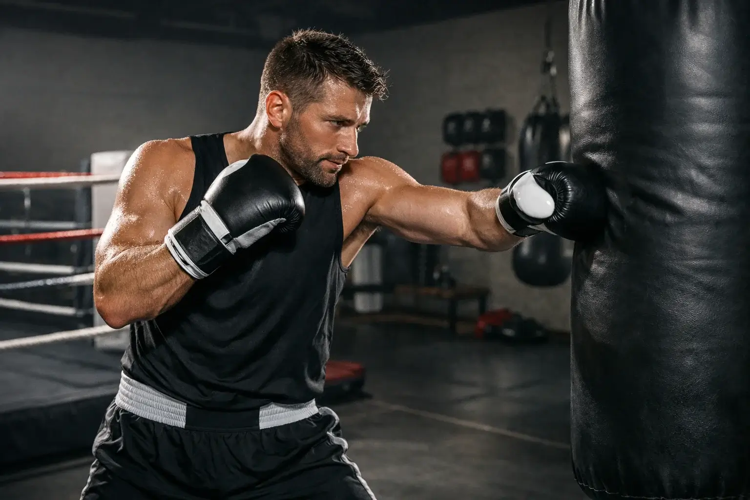 Boxer beim Training im Boxstudio