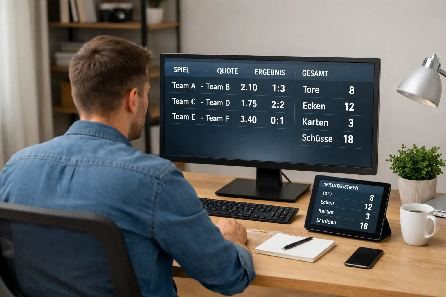 Person vergleicht Sportwetten-Quoten am Computer